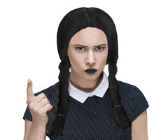 Funny Fashion Zwarte pruik met vlechten