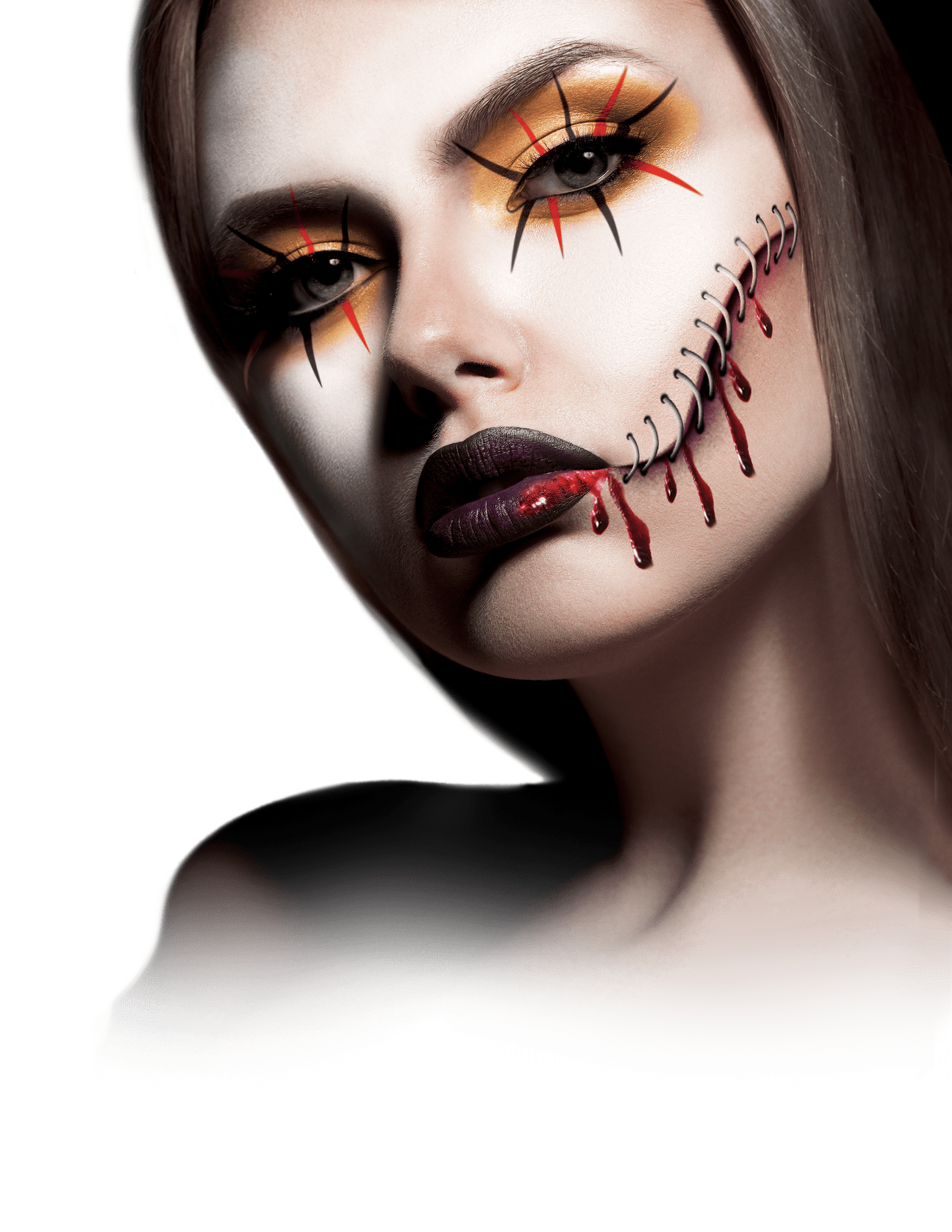 Set de peinture visage et corps pour Halloween - 5 couleurs et tube de sang  