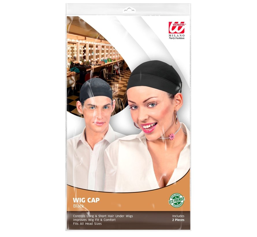 Wig Caps 2 pieces - Black color - Widmann Pro Wig caps