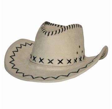 Partyline Cowboy hat suede look white