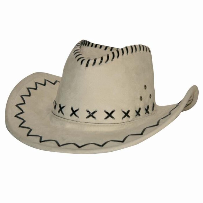 Partyline Cowboy hat suede look white - White cowboy hat