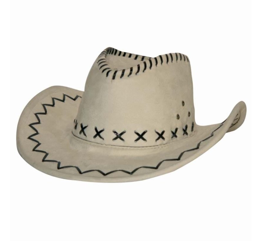Chapeau de cowboy en daim blanc pour adultes
