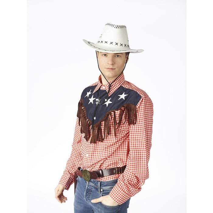 Partyline Cowboy hat suede look white - White cowboy hat