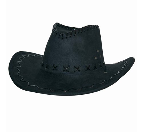 Partyline Cowboy hat suede look black - Black cowboy hat