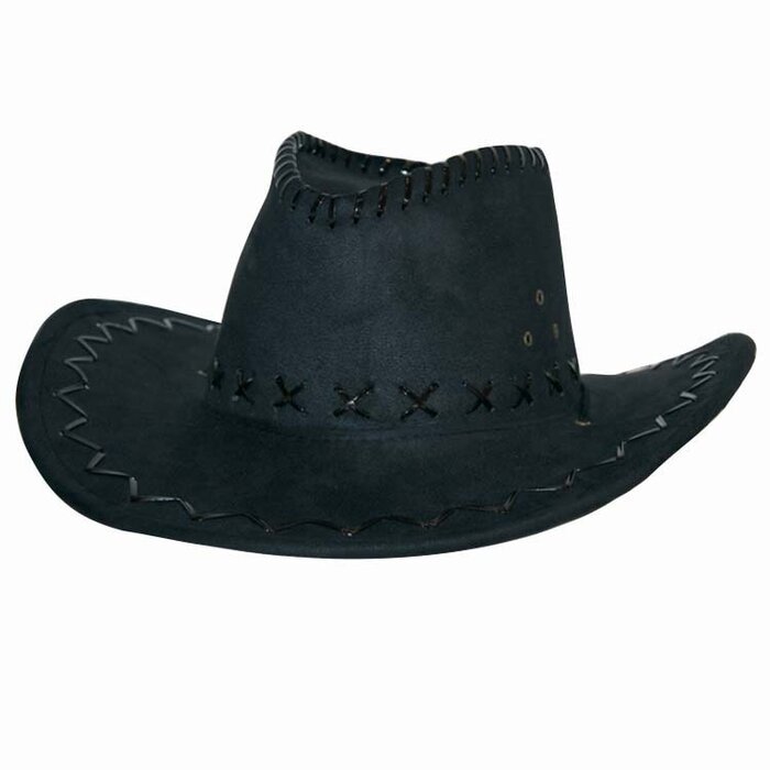 Partyline Cowboy hat suede look black - Black cowboy hat