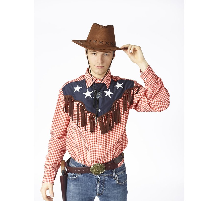 Cowboy hat suede look brown - Brown cowboy hat