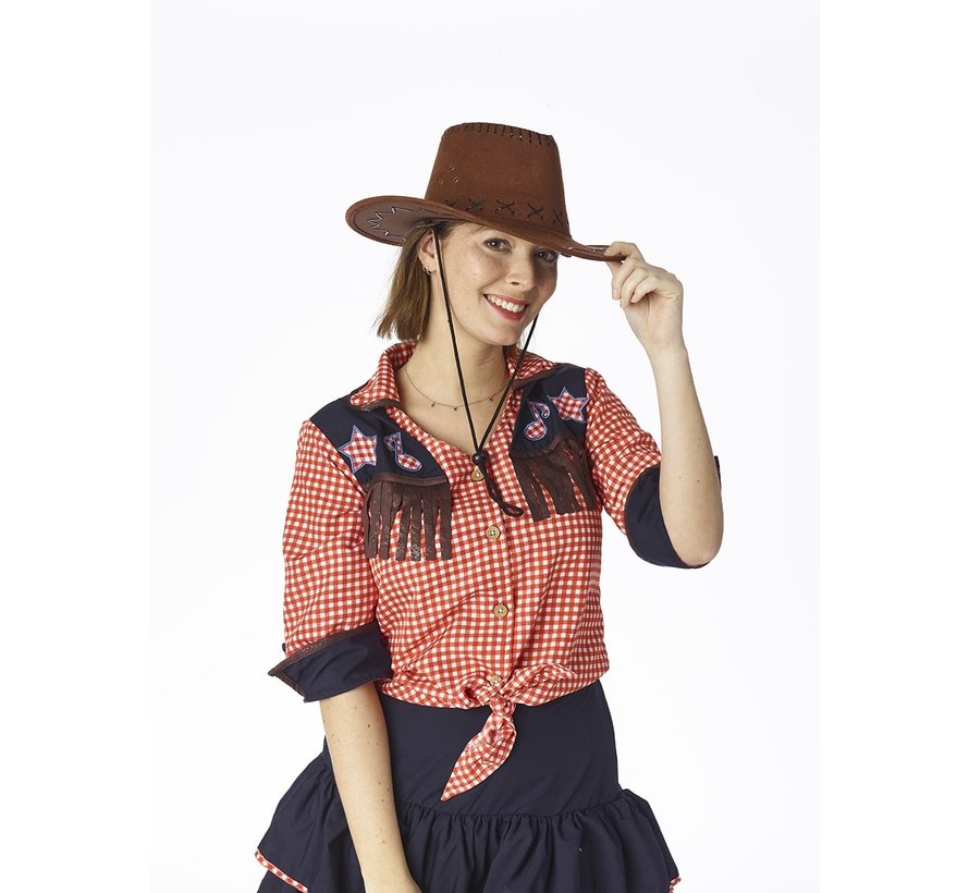 Chapeau de cowboy en daim brun pour adultes