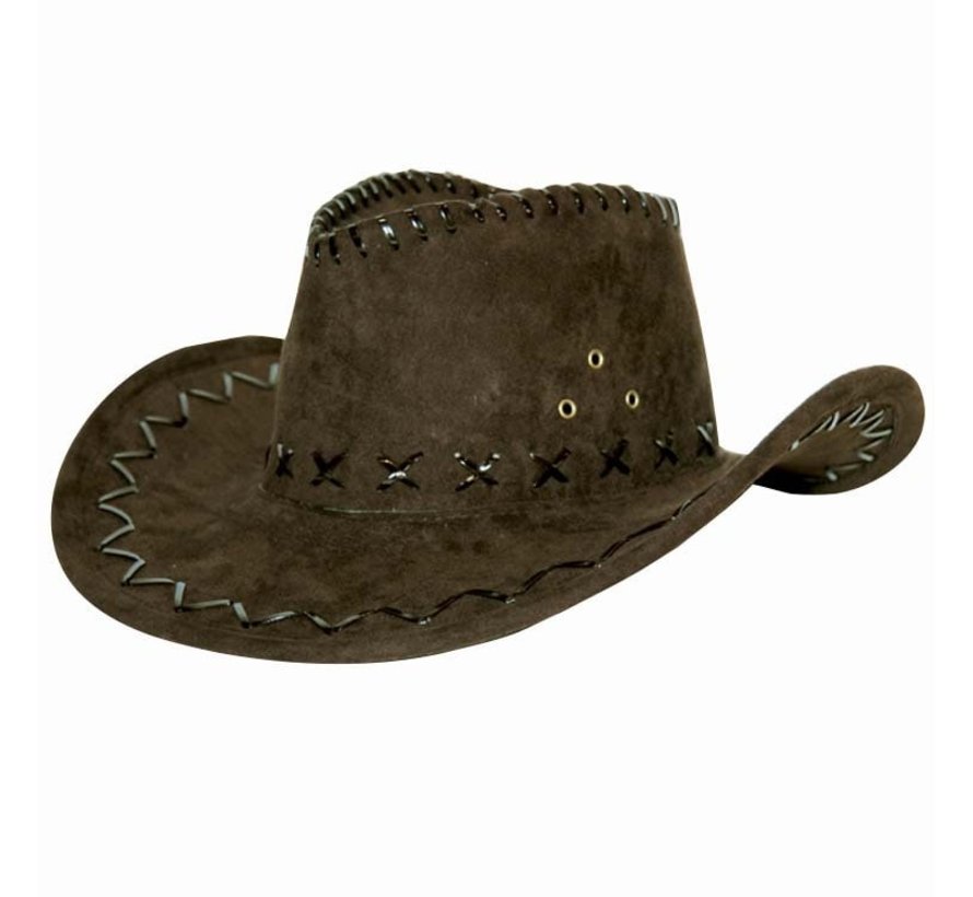 Cowboy hat suede look brown - Brown cowboy hat