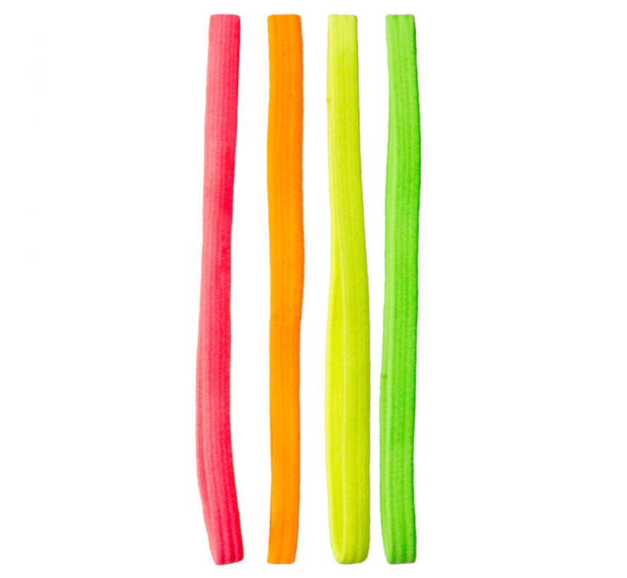 Set 4 elastische fluo haarband - Neon elastieken haarbanden