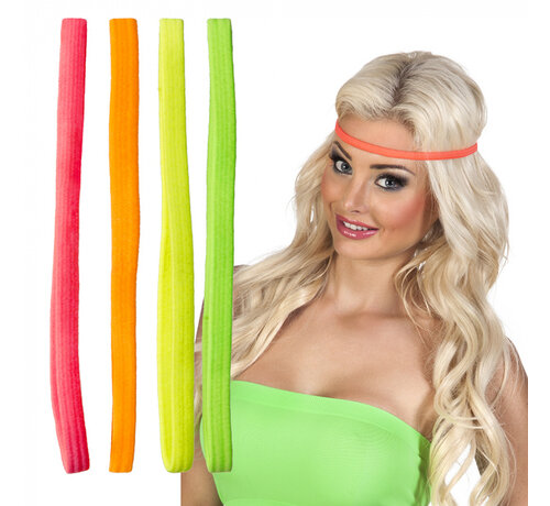 Boland Set 4 elastische fluo haarband - Neon elastieken haarbanden