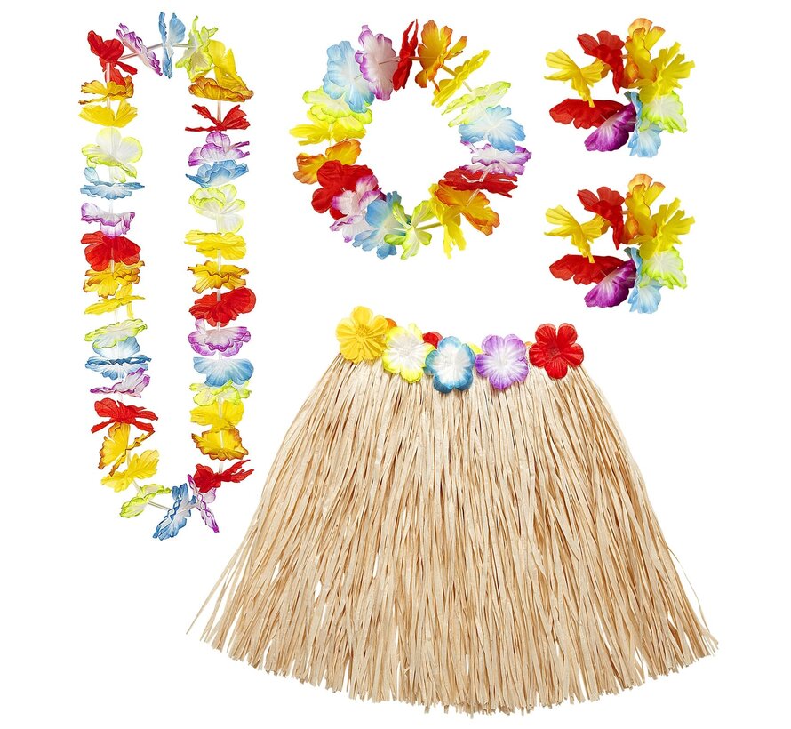 Kit déguisement Hawaï multicolore -  Ensemble 4 pièces Hawaii