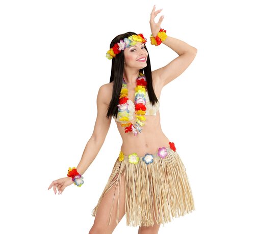 Widmann Kit déguisement Hawaï multicolore -  Ensemble 4 pièces Hawaii