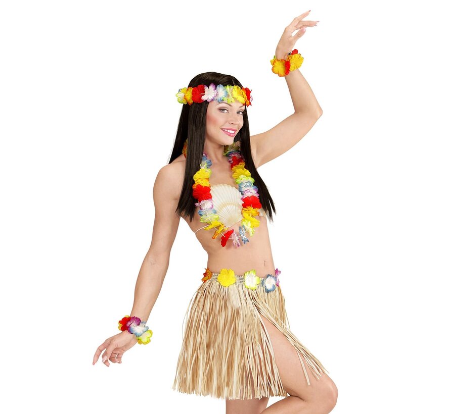 Kit déguisement Hawaï multicolore -  Ensemble 4 pièces Hawaii
