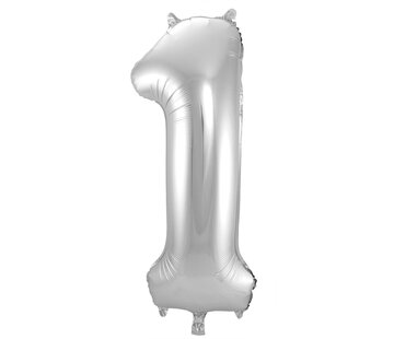FOLAT Folieballon Cijfer 1 Zilver - 86 cm