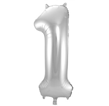 FOLAT Foil Balloon Shaped Number 1 Silver - 86 cm