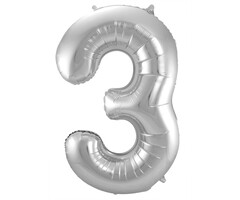FOLAT Ballon Aluminium Chiffre 3  Argenté - 86 cm