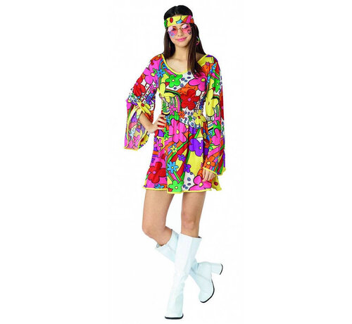 Partyline Hippie dress up - Hippie dress with headband in bright colors