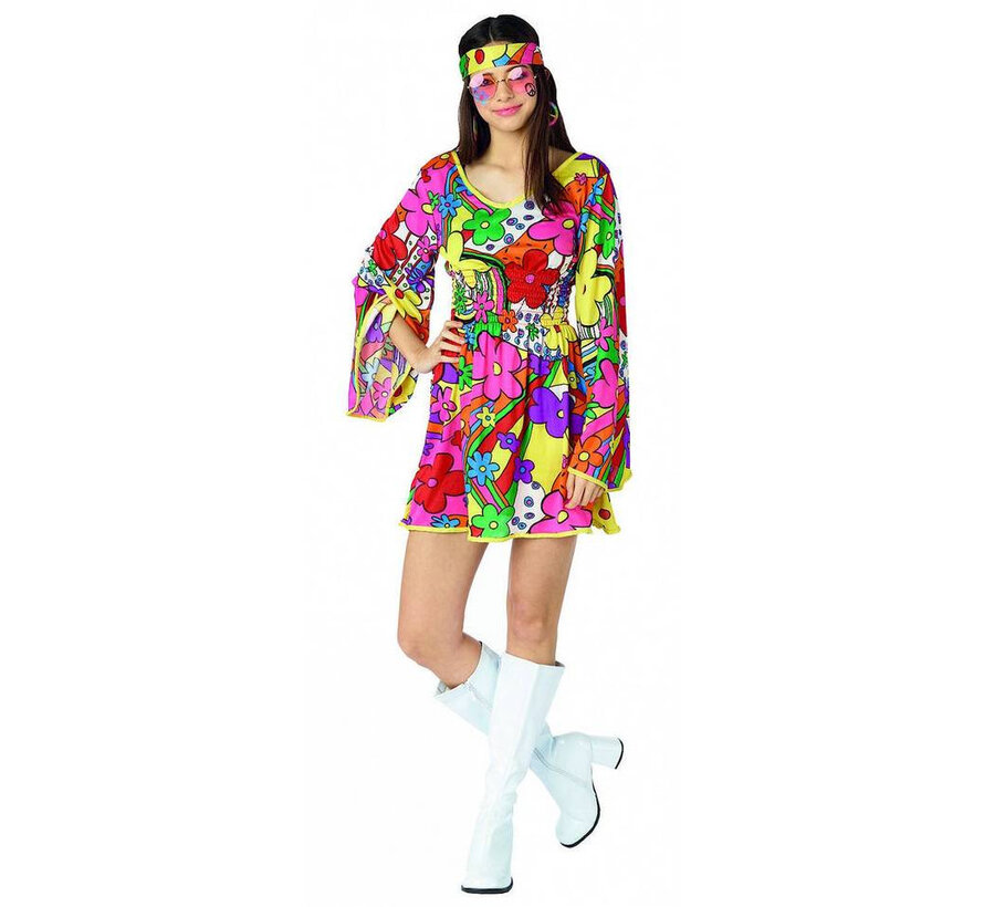 Hippie dress up - Hippie dress with headband in bright colors