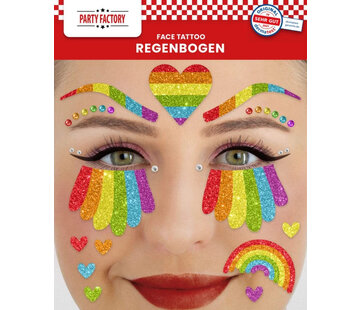 Party Factory Regenboog gezicht tattoo stickers