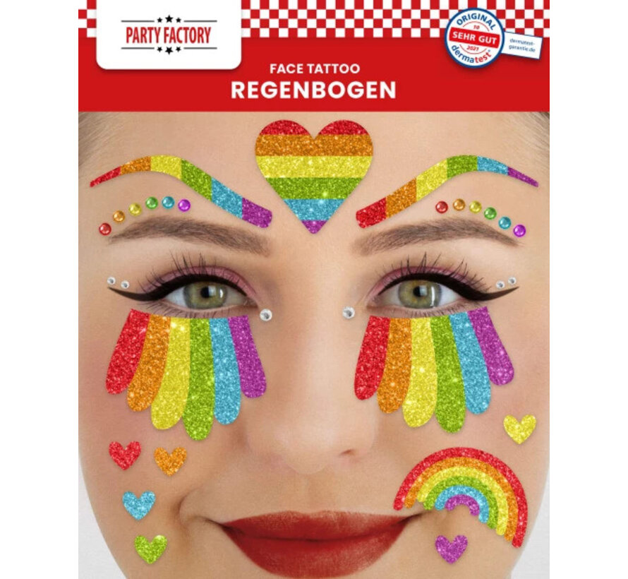 Rainbow face tattoo stickers - Glitter tattoo sticker