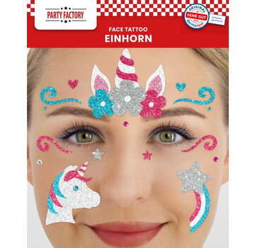 Party Factory Autocollants de tatouage de visage de licorne