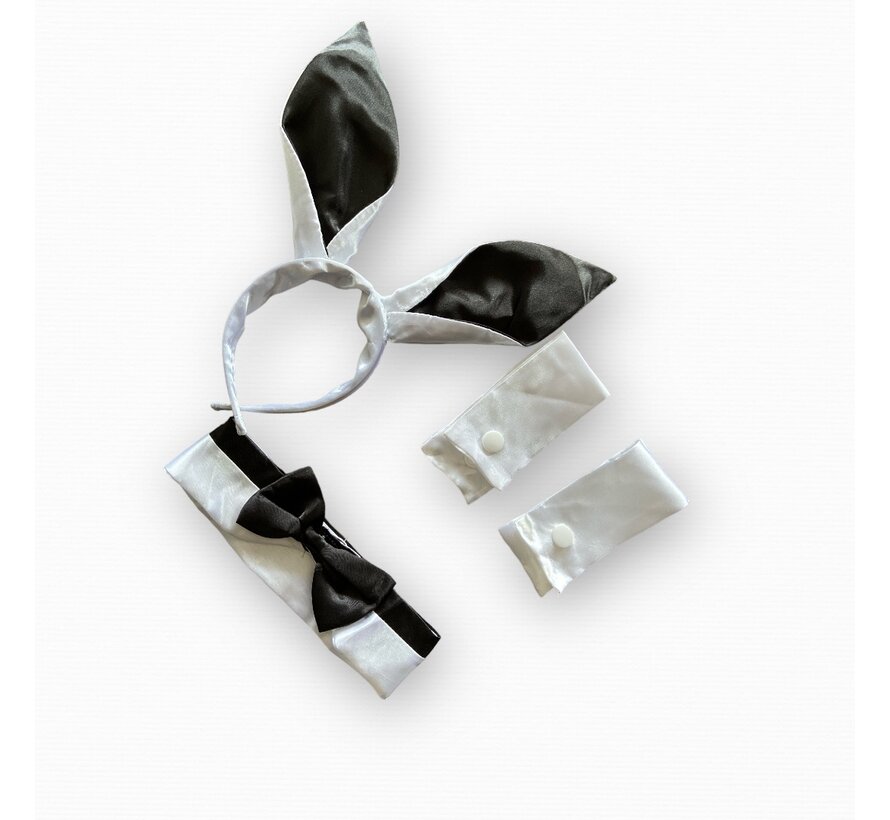 Kit lapin - kit de 3 pieces ( serre-tête, nœud papillon, deux bracelets )