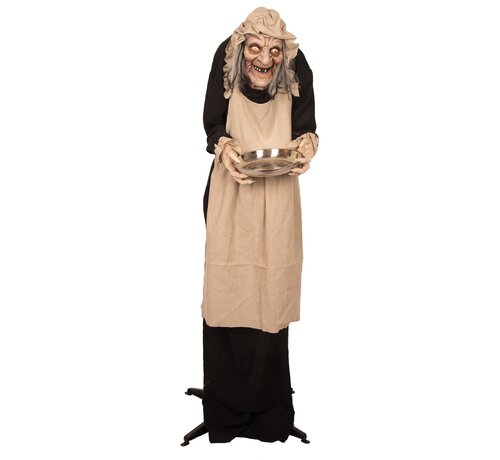 Partyline Oude akelige vrouw Staand 150cm - Halloween bewegende decoratie