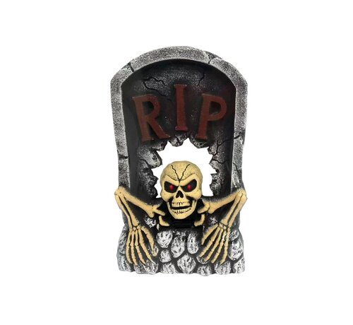 Partyline Halloween decoration tombstone RIP 56 cm - Moving skull with LED