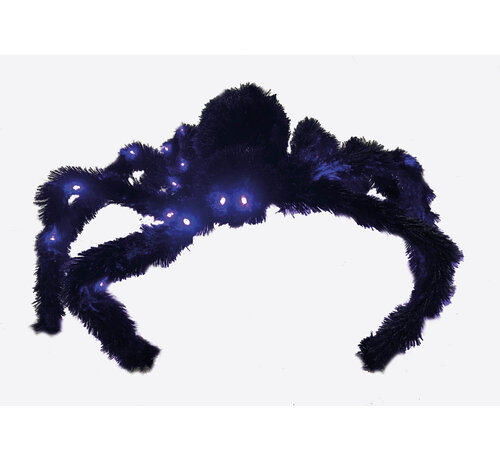 Partyline Spider 60 cm with LED - Horror spider with purple LED lighting