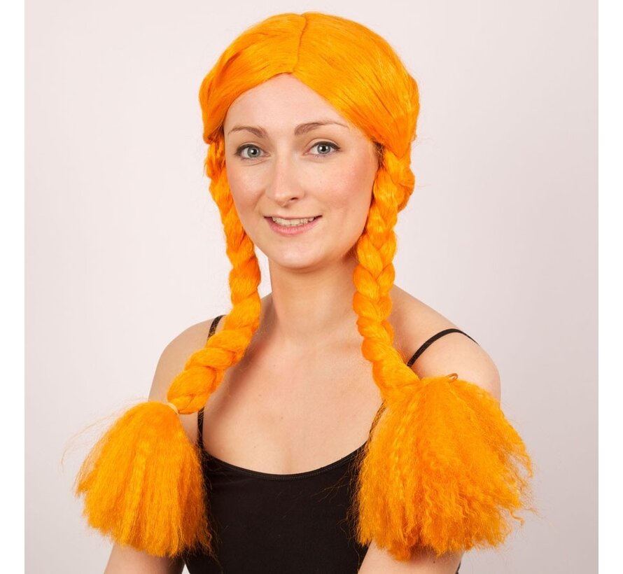Wig Heidi orange - Tyrolean Wig  -Oktoberfest wig