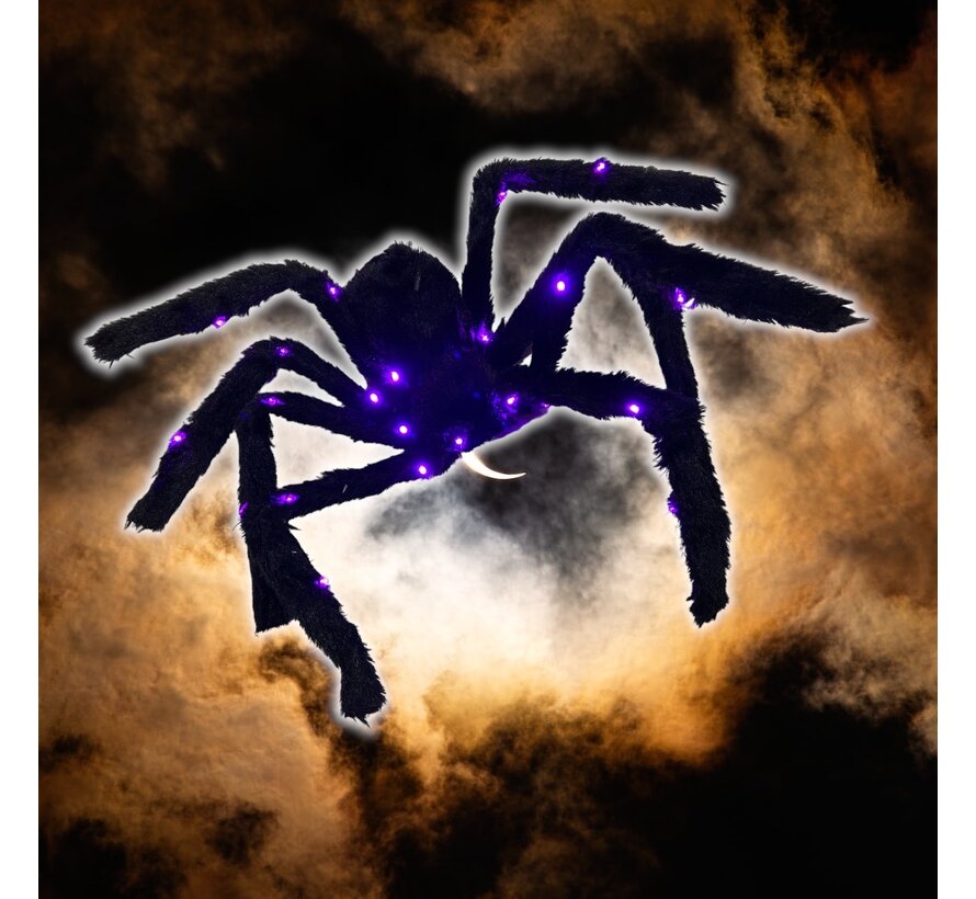Spider 60 cm with LED - Horror spider with purple LED lighting