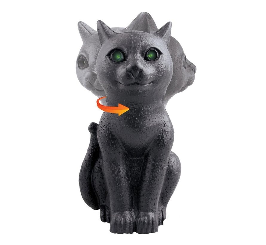 Chat effrayant 30 cm - Décoration chat avec lumière et tête mobile