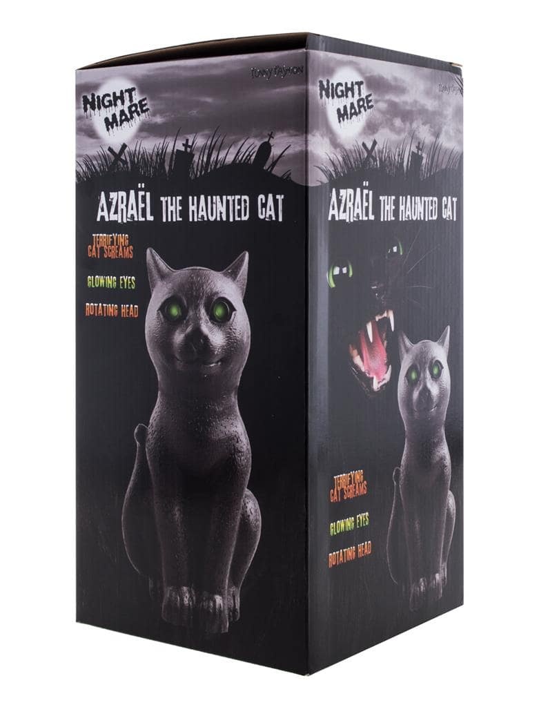 Funny Fashion Scary cat 30 cm - Decoration cat with light and moving head