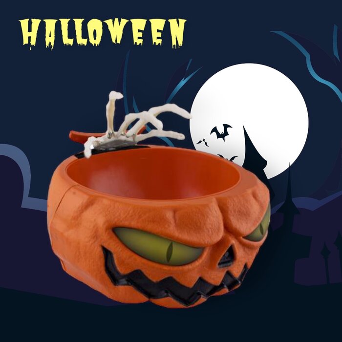Funny Fashion Snoepkom met bewegend hand- Halloween snoepkom met geluid en beweging