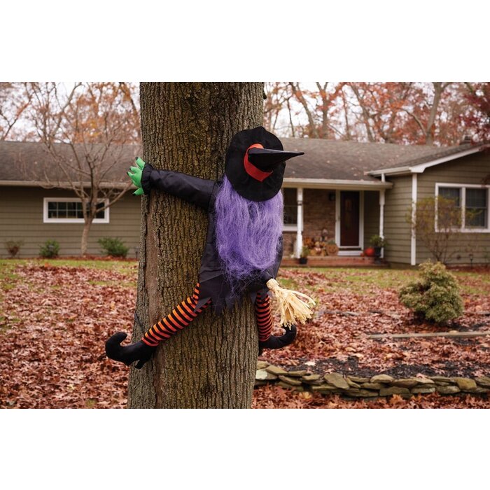 Fun World Sorcière écrasante 90cm - Décoration Halloween d'une Sorcière sur balai