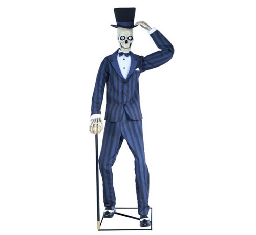 Seasonal Vision Internationale Skelet in kostuum 203cm -Premium Halloween decoratie bewegende skelet