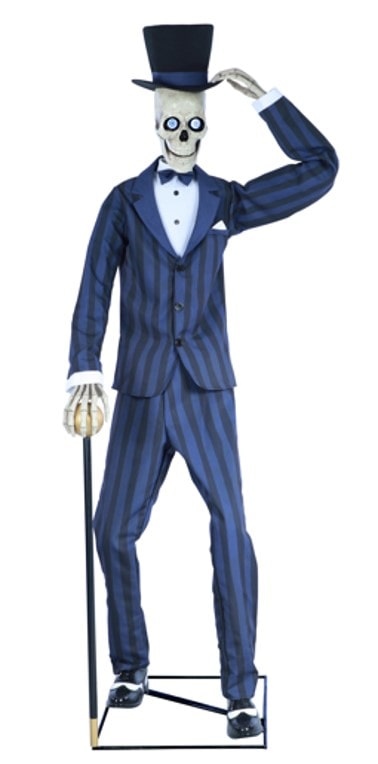 Seasonal Vision Internationale Skeleton in costume 203cm -Premium Halloween decoration moving skeleton