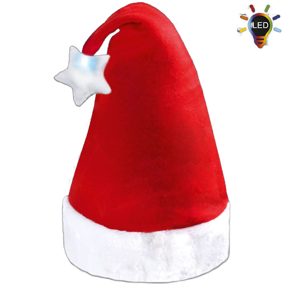 Santa Magix Luxurious Red Santa Hat with luminous multicolor LED star