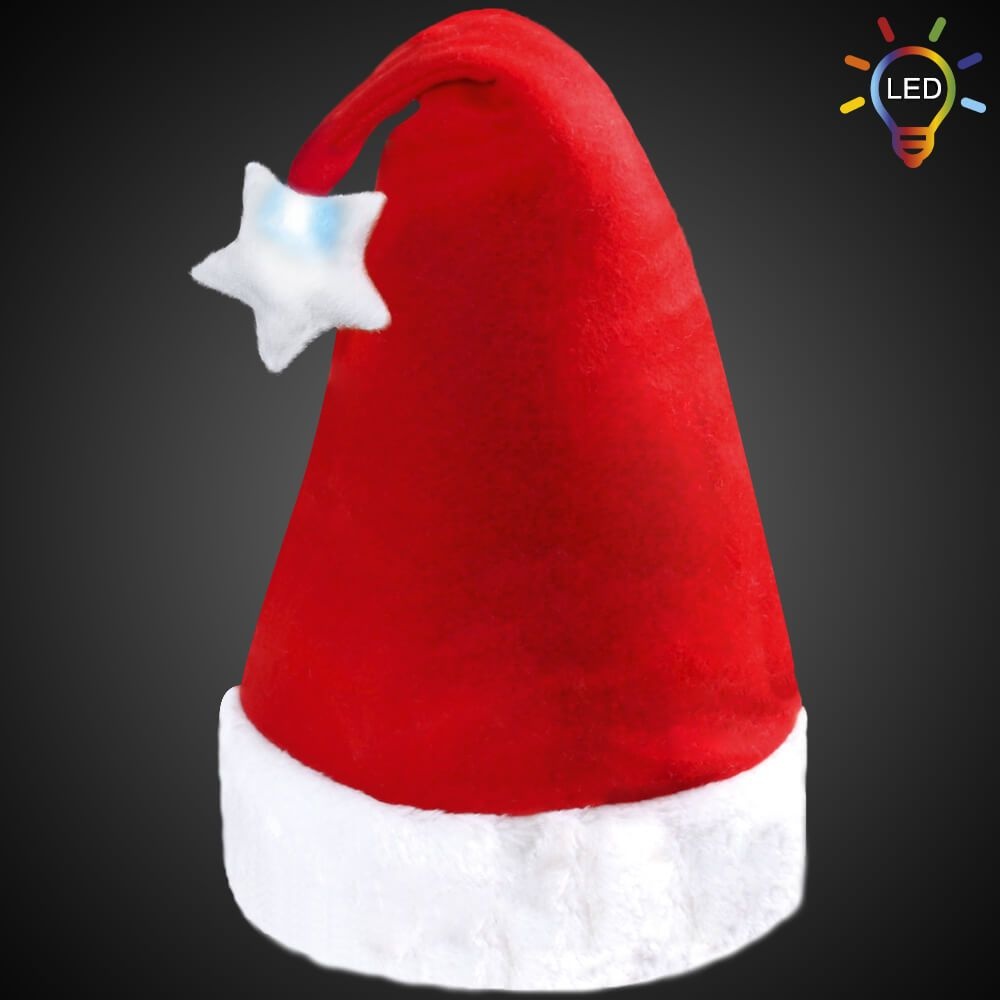 Santa Magix Luxurious Red Santa Hat with luminous multicolor LED star