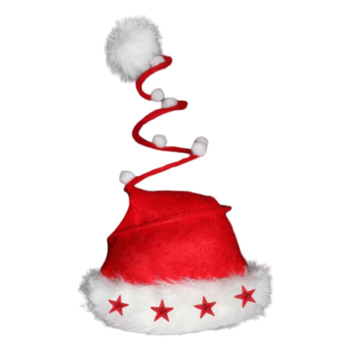 Santa Magix Santa hat spiral with 5 star lights - Red Santa hat with LED