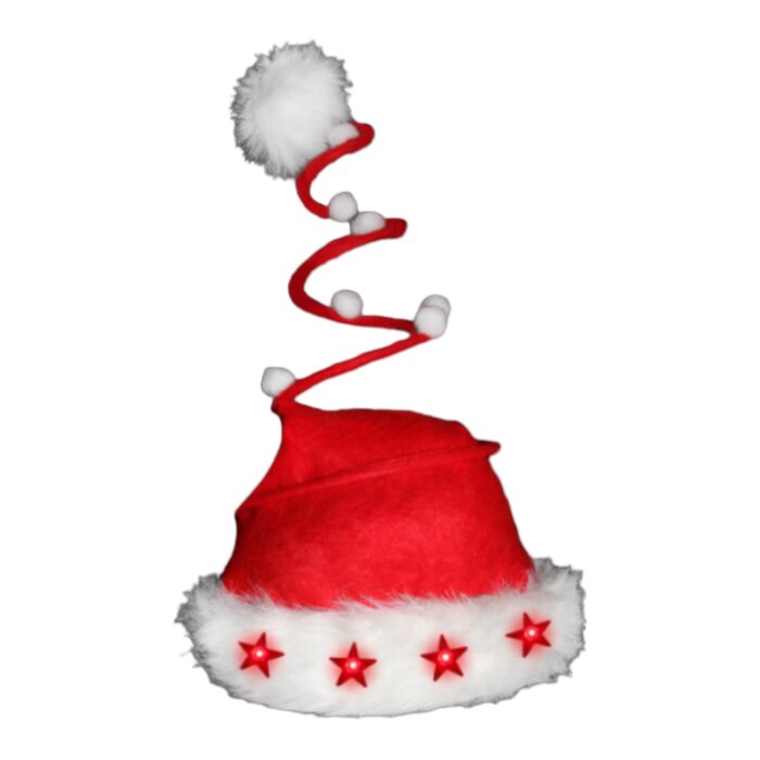 Santa Magix Bonnet de Père Noël spirale avec 5 étoiles lumineuses - Bonnet de Père Noël rouge avec LED