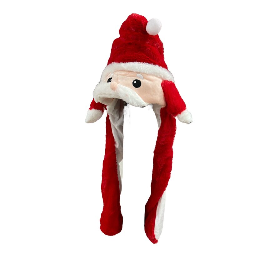 Luxurious Plush Santa Hat with 20 LED lights - Moving mustache