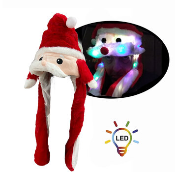 Breaklight.be Luxueux chapeaux de noel en peluche avec 20 lumières LED