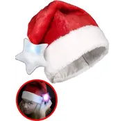 Santa Magix Chapeau de Père Noël rouge luxueux avec etoile LED multicolore lumineuse