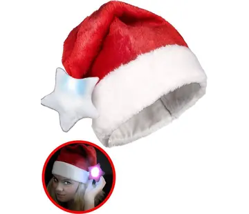 Santa Magix Chapeau de Père Noël rouge luxueux avec etoile LED multicolore lumineuse