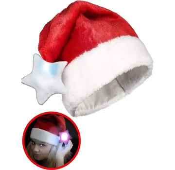 Santa Magix Chapeau de Père Noël rouge luxueux avec etoile LED multicolore lumineuse