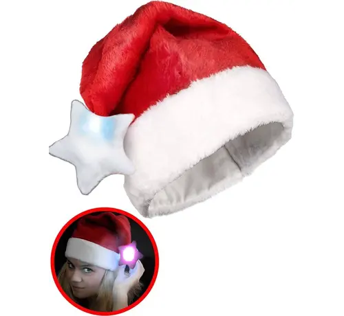 Santa Magix Luxurious Red Santa Hat with luminous multicolor LED star