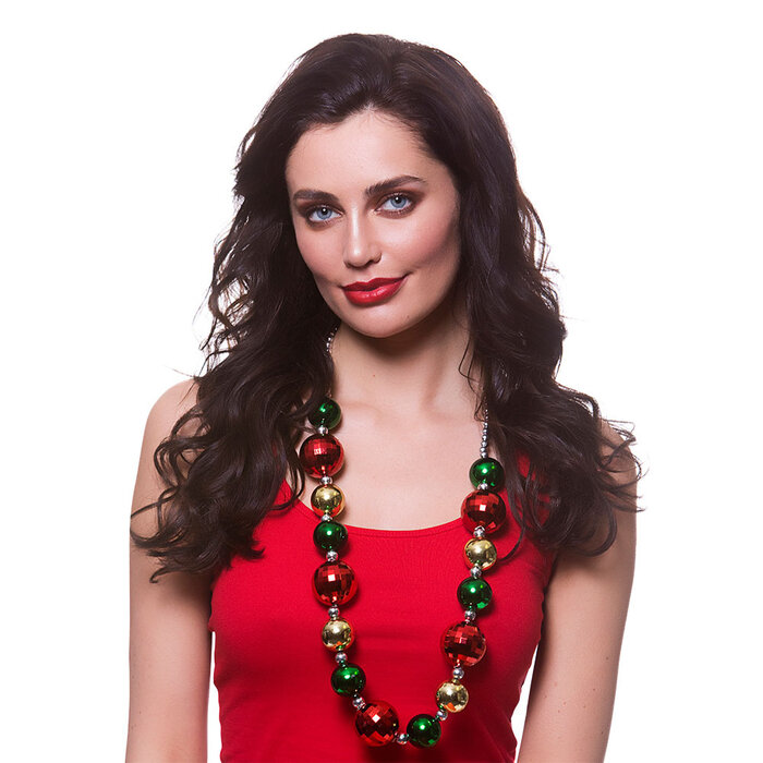 Wicked Costumes Kerstbal ketting - Kerstballen in het goud, groen en rood