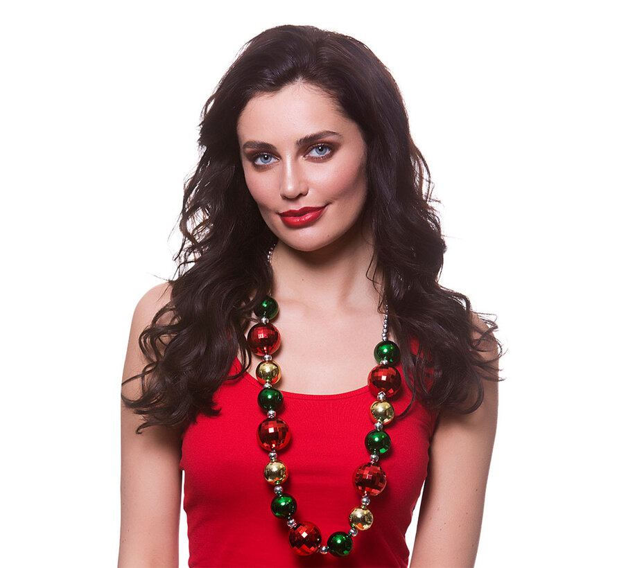 Christmas ball necklace - Christmas balls in gold, green and red