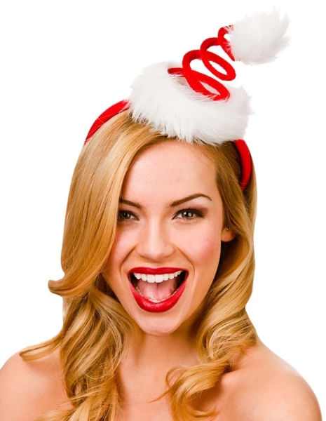 Wicked Costumes Kerstdiadeem met spiralen kerstmuts - Kerstfeest accessoire